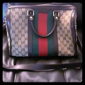 Authentic Gucci Vintage Web Boston Bag